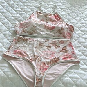 Aerie Floral High-Neck high waist Bikini Set